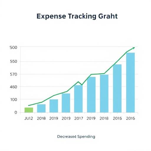 A line graph showing expense tracking over a 12-month period, highlighting a decrease in spending after implementing ExpenseWise